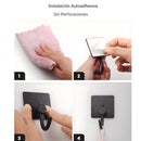 Gancho De Acero Inoxidable 304 Adhesivo 3M Cuadrado 4.5×4.5 cm Negro Para Baño, Cocina Y Múltiples Espacios. Gancho Para Guindar.