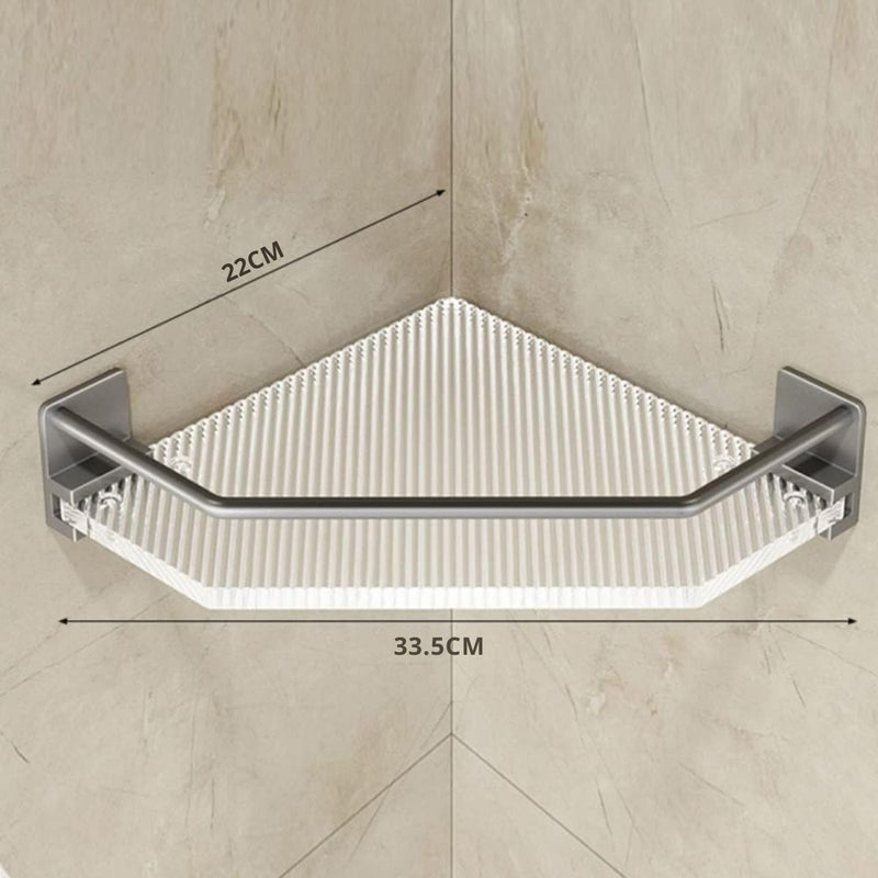 Repisas Esquineras Para Baño (2 Unds) De 13.1" x 8.7" En Acrílico Y Aluminio Aeroespacial. Organizador De Baño. Incluye 2 Ganchos.