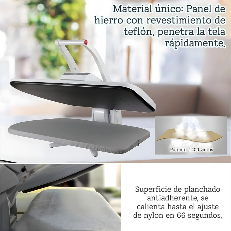 Plancha de Vapor Eléctrica para Ropa 1400W con Panel de Teflón Antiadherente y Control Digital. Prensa de vapor para ropa.