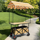 Carrito Plegable Multifunción 3 en 1. Con Toldo Protector y Mesa Superior. Color amarillo. Ideal para Ferias y Eventos. Carrito de ventas. Kiosco con techo