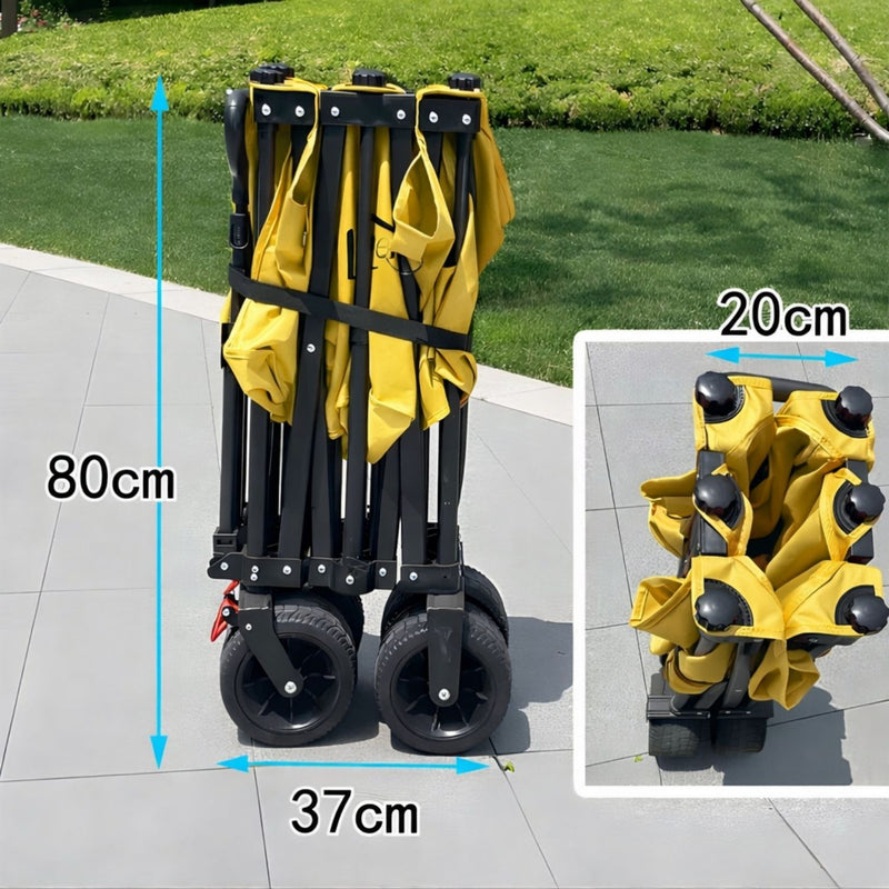 Carrito Plegable Multifunción 3 en 1. Con Toldo Protector y Mesa Superior. Color amarillo. Ideal para Ferias y Eventos. Carrito de ventas. Kiosco con techo