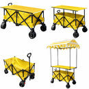 Carrito Plegable Multifunción 3 en 1. Con Toldo Protector y Mesa Superior. Color amarillo. Ideal para Ferias y Eventos. Carrito de ventas. Kiosco con techo