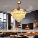 Abanico De Techo Elegante Estilo Europeo con Lámpara de Cristal 48" LED 3 Tonos con Control Remoto. Ventilador Tipo Candelabro