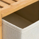 Mueble Multiuso De Bambú Estilo Nórdico con Cajones de Tela Oxford para Hogar y Oficina. Organizador de Almacenamiento Vertical con 6 Cajones. Gavetero (66x78.5x35 cm)