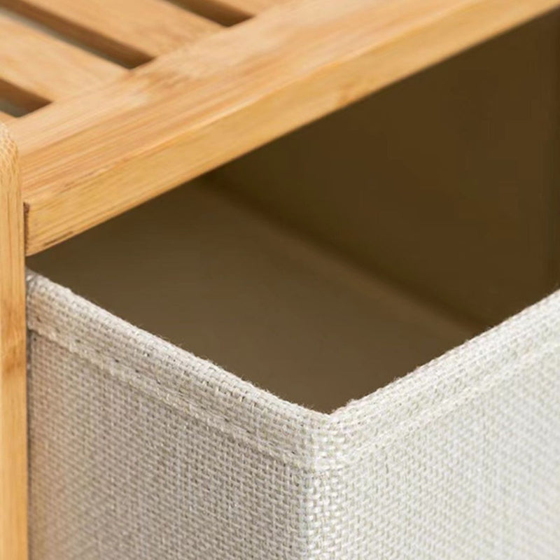 Mueble Multiuso De Bambú Estilo Nórdico con Cajones de Tela Oxford para Hogar y Oficina. Organizador de Almacenamiento Vertical con 3 Cajones. Gavetero (37x78.5x35 cm)