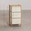 Mueble Multiuso De Bambú Estilo Nórdico con Cajones de Tela Oxford para Hogar y Oficina. Organizador de Almacenamiento Vertical con 3 Cajones. Gavetero (37x78.5x35 cm)