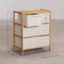 Mueble Multiuso De Bambú Estilo Nórdico con Cajones de Tela Oxford para Hogar y Oficina. Organizador de Almacenamiento Vertical con 6 Cajones. Gavetero (66x78.5x35 cm)
