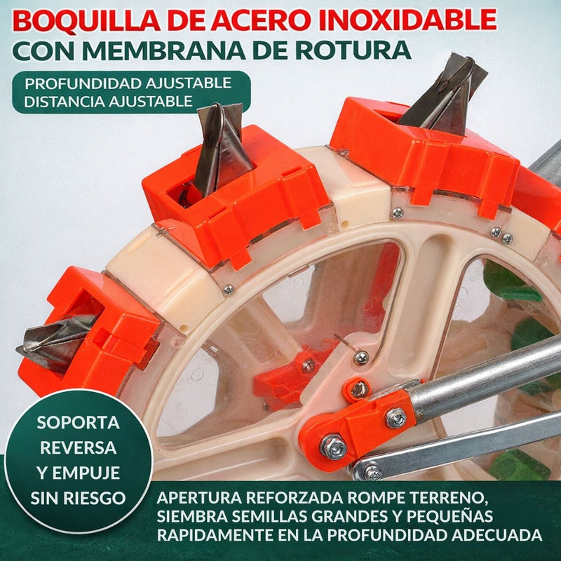 Sembradora Manual de Granos De 10 Salidas. Máquina de Siembra Ajustable para Maíz, Soya, Maní y Hortalizas, Distancia, Profundidad y Cantidad de Semillas Regulable