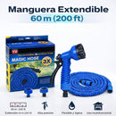 Manguera Expandible de Jardín 60 m (200 ft) Color Azul con Pistola de Alta Presión Riego y Lavado Multifuncional A Prueba De Explosiones.