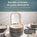 Juego de Vajilla de Porcelana 21 Piezas Gris con Borde Dorado Estilo Europeo, Esmalte Liso, Apta para Café, Té y Restaurante
