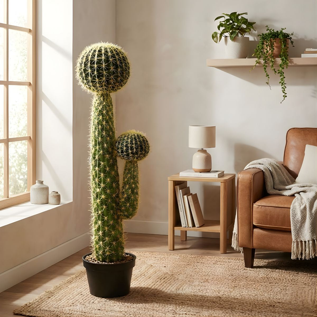 Planta Tipo Cactus Columnar Descorativo Para Interior. Cactus Artificial Estilo Desierto 130x17cm.