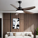Abanico de Techo 60W con Luz LED Regulable y Control Remoto. Ventilador de 5 Aspas. Color gris (56").