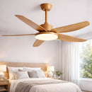 Abanico de Techo 60W con Luz LED Regulable y Control Remoto. Ventilador de 5 Aspas. Color madera (46").