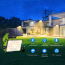 Lámpara Solar LED para Jardín y Paisajismo con Estaca Exterior con Sensor de Movimiento y Control Remoto (15x11cm). Reflector Impermeable IP65 con 3 Modos de Iluminación