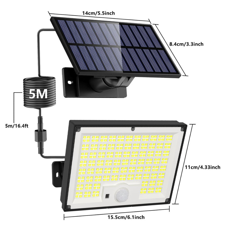 Lámpara Solar LED para Jardín y Paisajismo con Estaca Exterior con Sensor de Movimiento y Control Remoto (15x11cm). Reflector Impermeable IP65 con 3 Modos de Iluminación