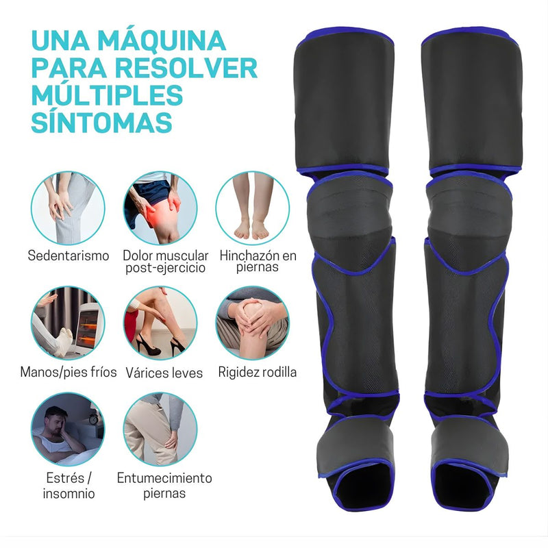 Masajeador de Piernas con Compresión de Aire y Calor, 6 Modos y 3 Niveles de Intensidad, Alivio de Fatiga y Circulación para Pantorrillas y Rodillas recuperacion Presoterapia