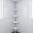 Organizador Esquinero para Baño Ajustable de Piso a Techo – Repisa Multiuso para Ducha  Acero Inoxidable y PP con 4 Niveles y  Telescópica a presión de 100-320 cm