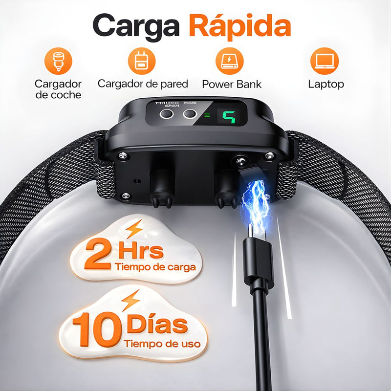 Collar de Entrenamiento para Perros Recargable con Control de Ladridos. 3 Modos (Beep, Vibración y Descarga) con 5 Niveles de Sensibilidad. Antiladridos.