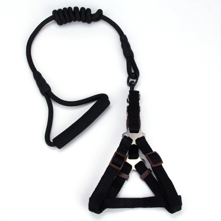 Correa y Pechera para mascotas. Color Negro. Talla L- Tamaño Correa 12mmx120cm Pechera 55-80cm