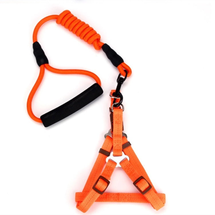 Correa y Pechera para mascotas. Color Naranja. Talla L- Tamaño Correa 12mmx120cm Pechera 55-80cm