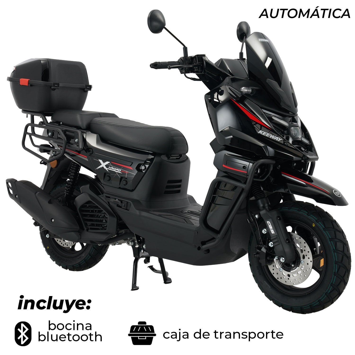 Moto Scooter XRoad Keeway Color Negro Motor Monocilindro 4 tiempos, 2 válvulas, Tanque 7.5 Automática.