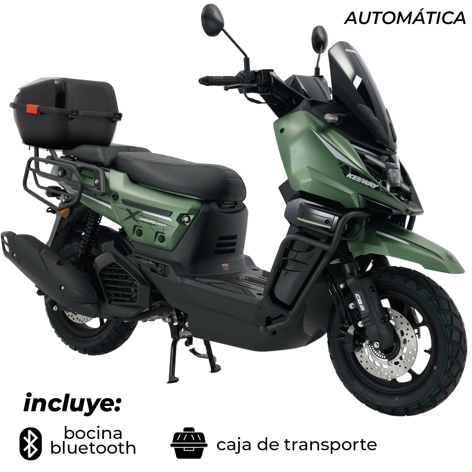 Moto Scooter XRoad Keeway Color Verde Motor Monocilindro 4 tiempos, 2 válvulas, Tanque 7.5 Automática.