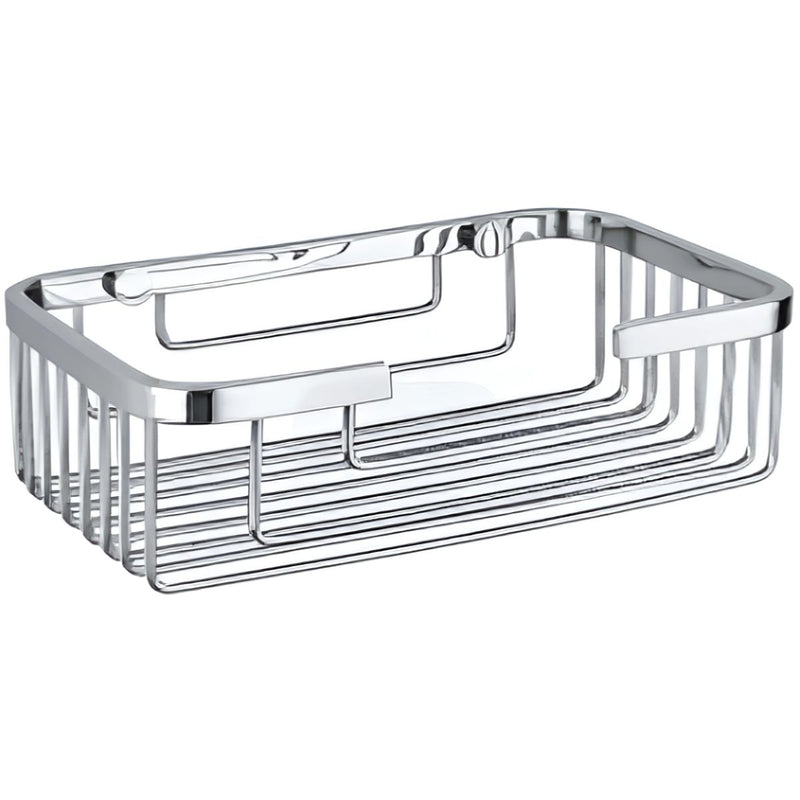 Organizador de ducha. Acabado cromado. Cestapara baño. Repisa. Jabonera.