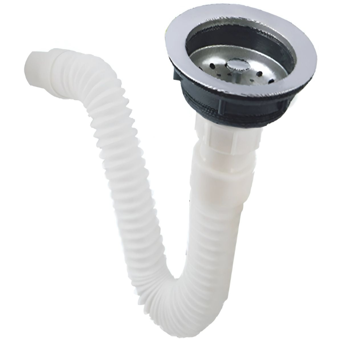 Tubo de desagüe de fregadero con canasta. 4-1/2". Manguera de drenaje flexible.