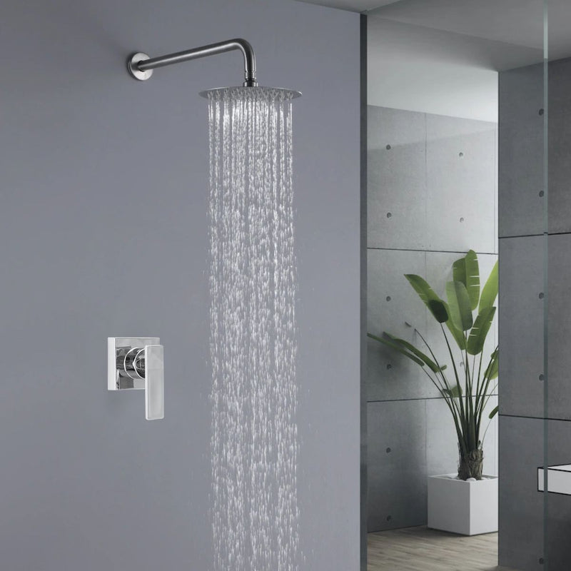 Llave de palanca maneral para ducha. Para empotrar en regadera. Mezcladora monomando de acero inoxidable.