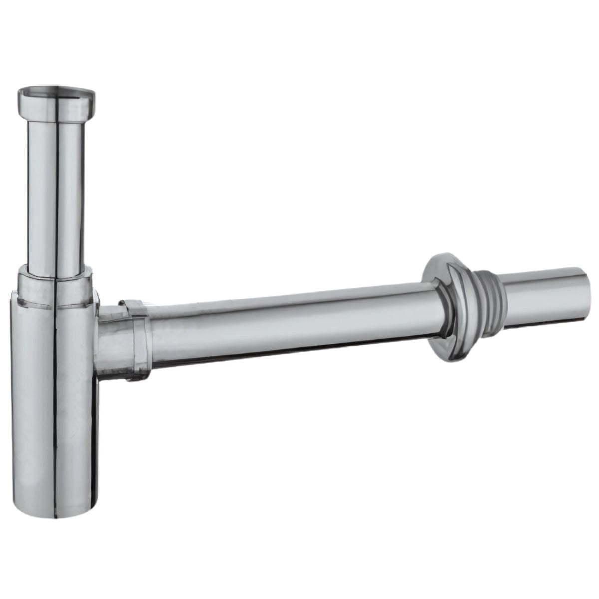 Trampa sifón de lavabo de acero inoxidable. Tipo botella 1-1/4". Sifón de drenaje a pared de lavamanos color satín.