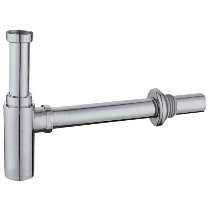 Trampa sifón de lavabo de acero inoxidable. Tipo botella 1-1/4". Sifón de drenaje a pared de lavamanos color satín.