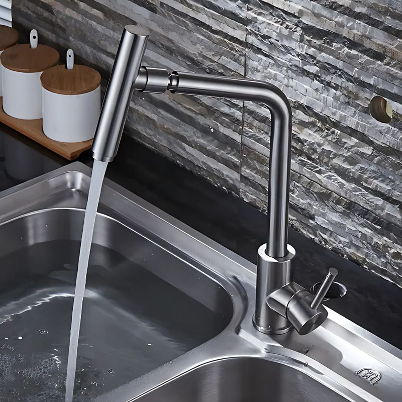 Grifo de fregadero. Color satín. Pluma llave para fregador de cocina. Acero inoxidable.