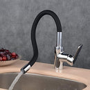 Grifo de fregadero flexible. Color negro. Pluma llave para fregador de cocina. Cuello de silicona flexible.