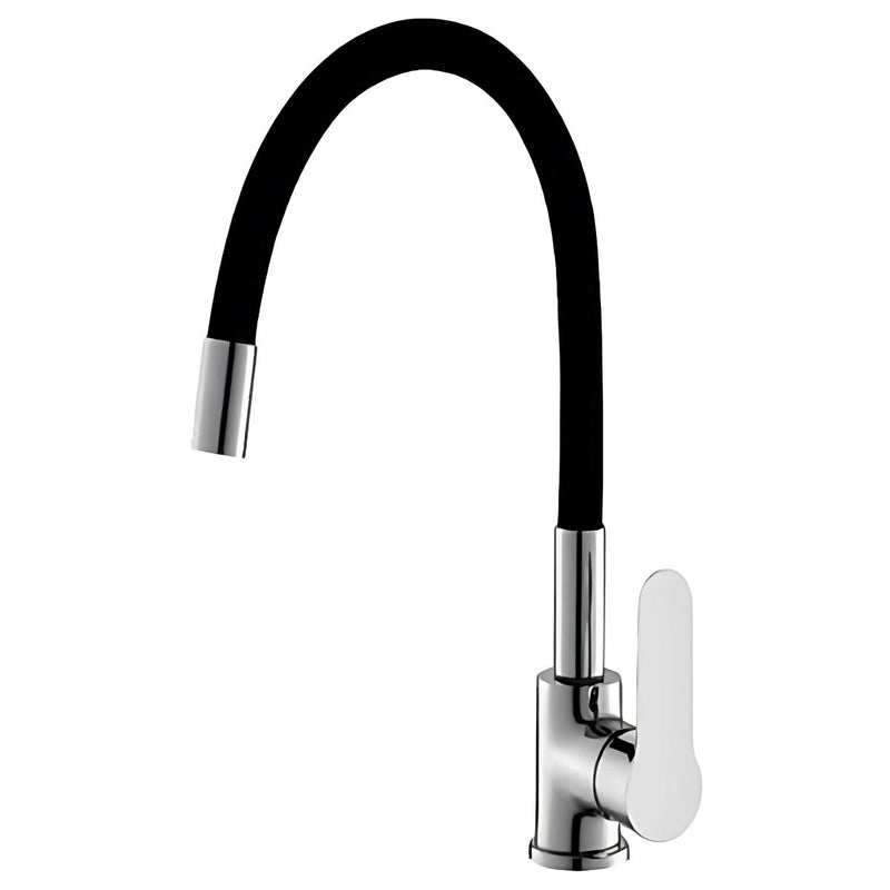 Grifo de fregadero flexible. Color negro. Pluma llave para fregador de cocina. Cuello de silicona flexible.