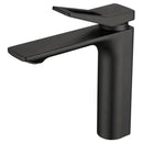 Llave de lavamanos individual. Grifo de lavabo color negro.