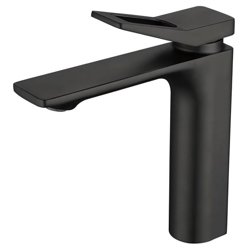 Llave de lavamanos individual. Grifo de lavabo color negro.