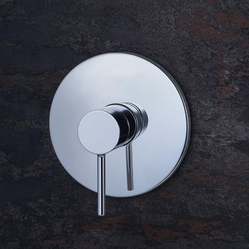 Llave de palanca maneral para ducha. Para empotrar en regadera. Mezcladora monomando. Color cromado.