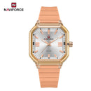 Naviforce Reloj Analógico Rose Gold con Correa de Silicona, Diámetro de 38 mm, Cristal Acrílico HD y Resistencia al Agua 5 ATM.