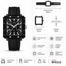 Naviforce Reloj Analógico Negro con Correa de Silicona, Diámetro de 39 mm, Cristal Acrílico HD y Resistencia al Agua 5 ATM.