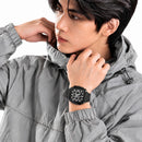 Naviforce Reloj Cronógrafo de Hombre con Esfera Cuadrada Negra Ø42.5 mm, Caja de Plástico PC, Correa de Silicona Negra, Cristal Acrílico HD y Resistencia al Agua 5 ATM
