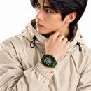 Naviforce Reloj Cronógrafo de Hombre con Esfera Cuadrada Verde Ø42.5 mm, Caja de Plástico PC, Correa de Silicona Verde, Cristal Acrílico HD y Resistencia al Agua 5 ATM
