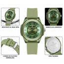 Naviforce Reloj Analógico Verde con Correa de Silicona, Diámetro de 34 mm, Cristal Acrílico HD y Resistencia al Agua 5 ATM.