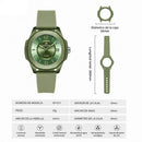 Naviforce Reloj Analógico Verde con Correa de Silicona, Diámetro de 34 mm, Cristal Acrílico HD y Resistencia al Agua 5 ATM.