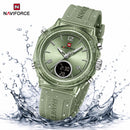 Naviforce Reloj Analógico y Digital verde con Pantalla LCD, Correa de Silicona, Diámetro de 35 mm y Resistencia al Agua 5 ATM.
