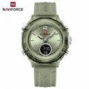 Naviforce Reloj Analógico y Digital verde con Pantalla LCD, Correa de Silicona, Diámetro de 35 mm y Resistencia al Agua 5 ATM.