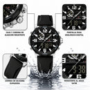 Naviforce Reloj Analógico y Digital Negro, Correa de Silicona, Diámetro de 45 mm y Resistencia al Agua 5 ATM.