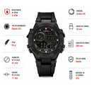 Naviforce Reloj Digital Negro, Correa de Silicona, Diámetro de 47 mm y Resistencia al Agua 5 ATM.