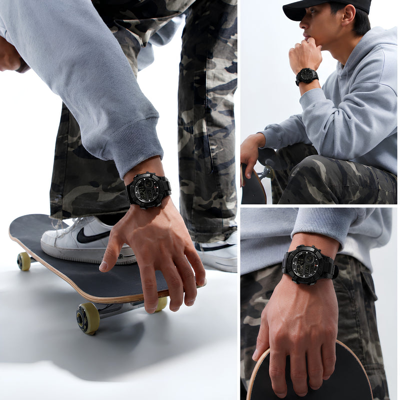 Naviforce Reloj Digital Negro, Correa de Silicona, Diámetro de 47 mm y Resistencia al Agua 5 ATM.