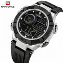 Naviforce Reloj Digital Negro, Correa de Silicona, Diámetro de 47 mm y Resistencia al Agua 5 ATM.