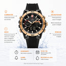 Naviforce Reloj Analógico y Digital Negro con Detalles Rose Gold, Correa de Silicona, Diámetro de 44 mm, Cristal Acrílico HD y Resistencia al Agua 5 ATM.